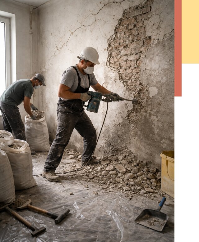 Демонтаж штукатурки со стен в Георгиевске от 7421 руб/м² — быстро и недорого | ОТДЕЛОЧНИК-Грг