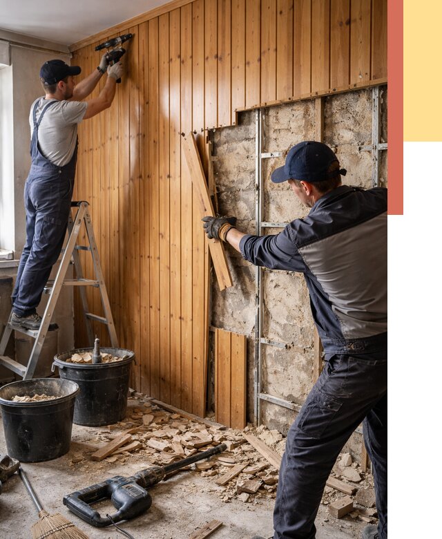 Демонтаж вагонки со стен в Георгиевске от 1495 руб. — снятие, удаление, срочно | ОТДЕЛОЧНИК-Грг