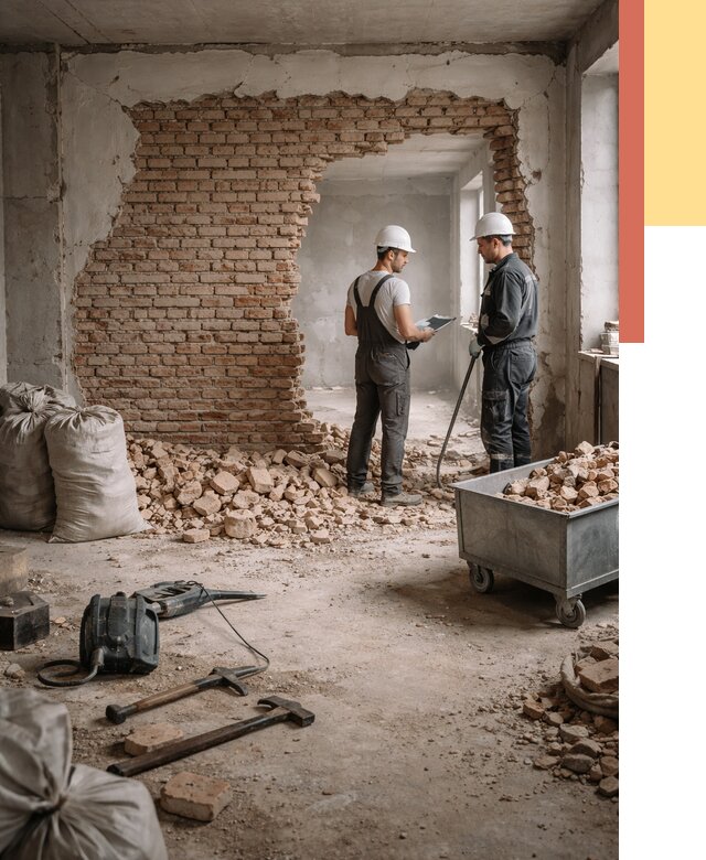 Демонтаж кирпичных стен в Георгиевске от 4329 руб. — быстро, недорого, под ключ | ОТДЕЛОЧНИК-Грг