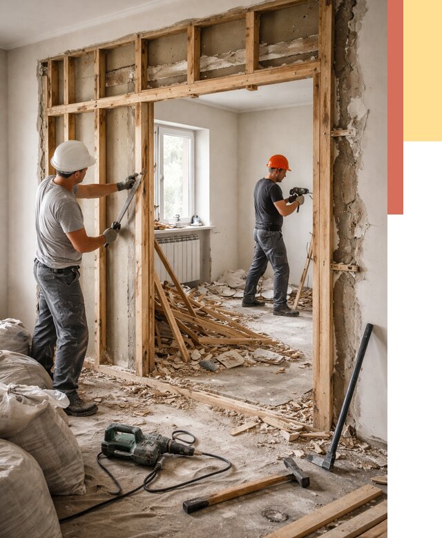 Демонтаж деревянных перегородок в Георгиевске от 3298 руб. — быстро и недорого | ОТДЕЛОЧНИК-Грг