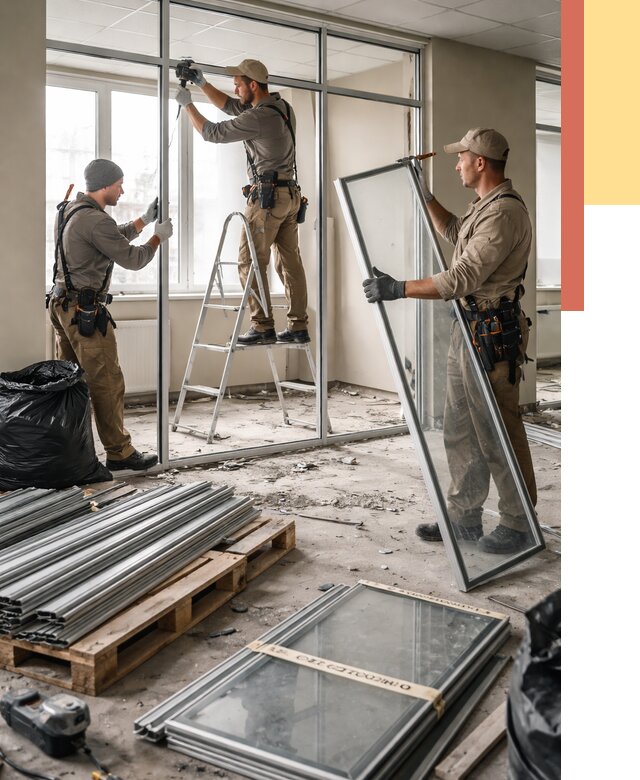 Демонтаж алюминиевых перегородок в Георгиевске от 4329 руб. — быстро и недорого | ОТДЕЛОЧНИК-Грг