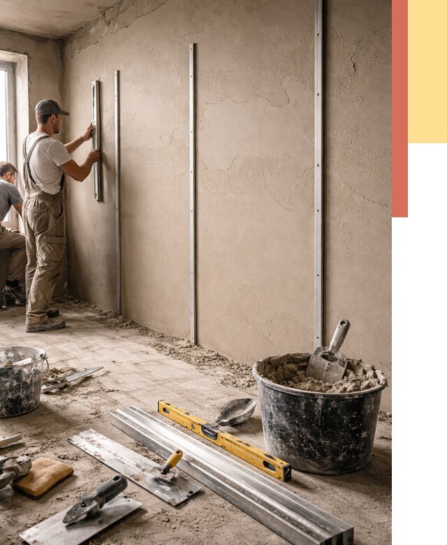 Штукатурка стен по маякам в Георгиевске от 5669 руб./м² — выравнивание под ключ | ОТДЕЛОЧНИК-Грг