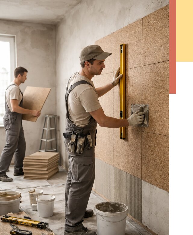 Монтаж пробковых панелей на стены в Георгиевске от 3607 руб. — ОТДЕЛОЧНИК-Грг