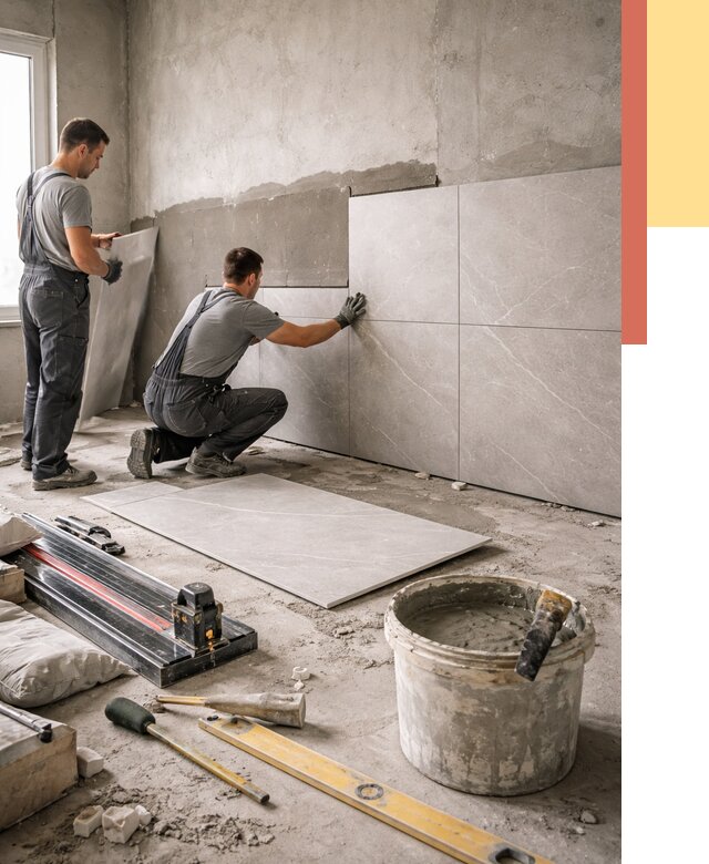 Облицовка стен керамогранитом в Георгиевске от 4329 руб./м² — услуги под ключ | ОТДЕЛОЧНИК-Грг