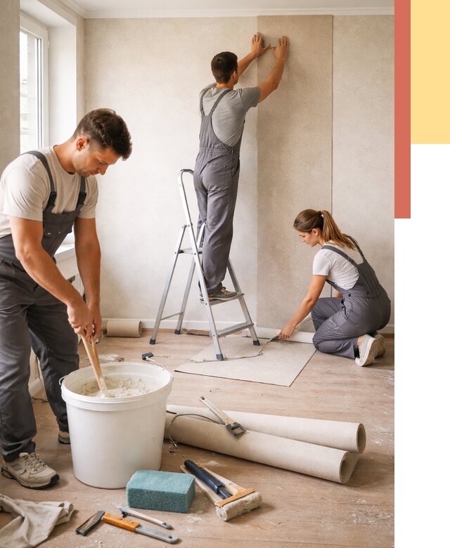 Оклейка стен обоями в Георгиевске от 3607 руб/м2 — быстро и недорого | ОТДЕЛОЧНИК-Грг