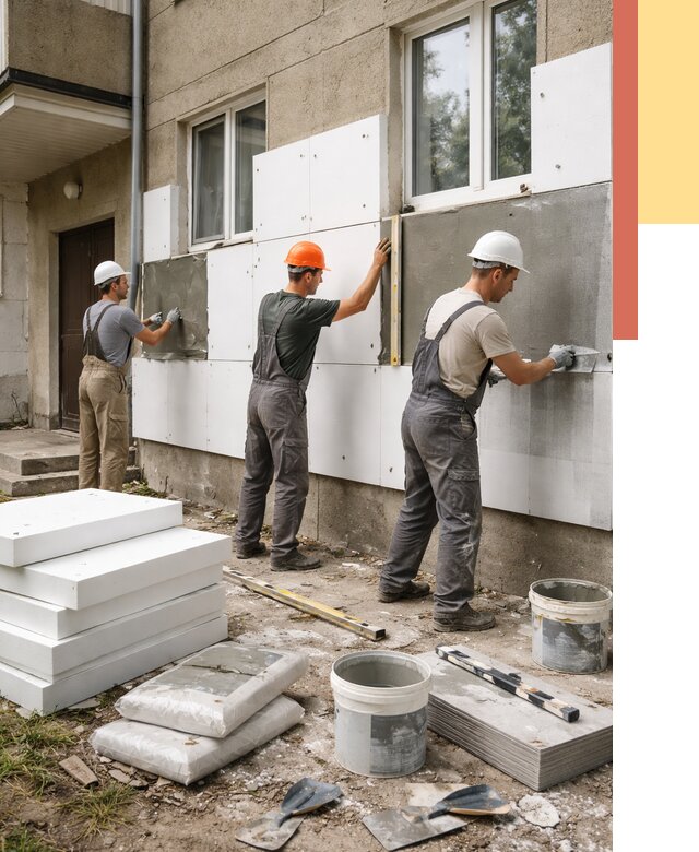 Утепление стен пенопластом в Георгиевске от 1804 руб. — недорого и под ключ | ОТДЕЛОЧНИК-Грг