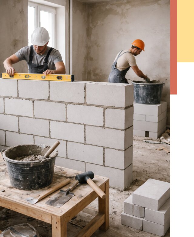 Кладка перегородок из газобетона в Георгиевске от 3298 руб. под ключ | ОТДЕЛОЧНИК-Грг