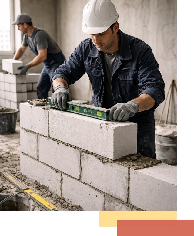 Кладка перегородок из пеноблока под ключ в Георгиевске