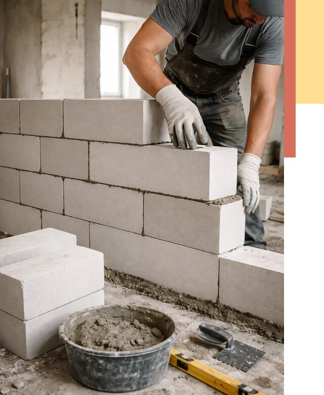 Кладка перегородок из силикатного блока в Георгиевске от 4123 руб. под ключ | ОТДЕЛОЧНИК-Грг