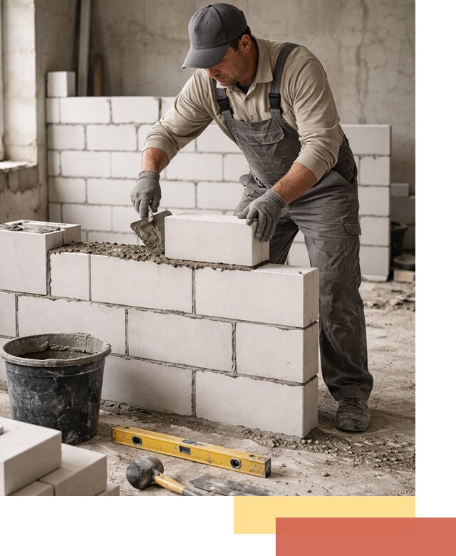 Кладка перегородок из силикатного блока в Георгиевске