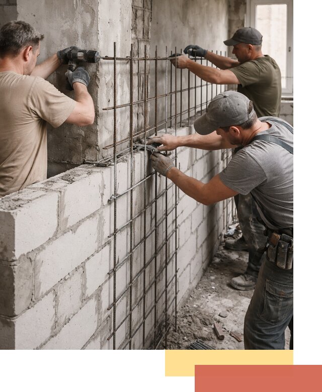 Армирование кладки перегородок в Георгиевске профессионально и надёжно