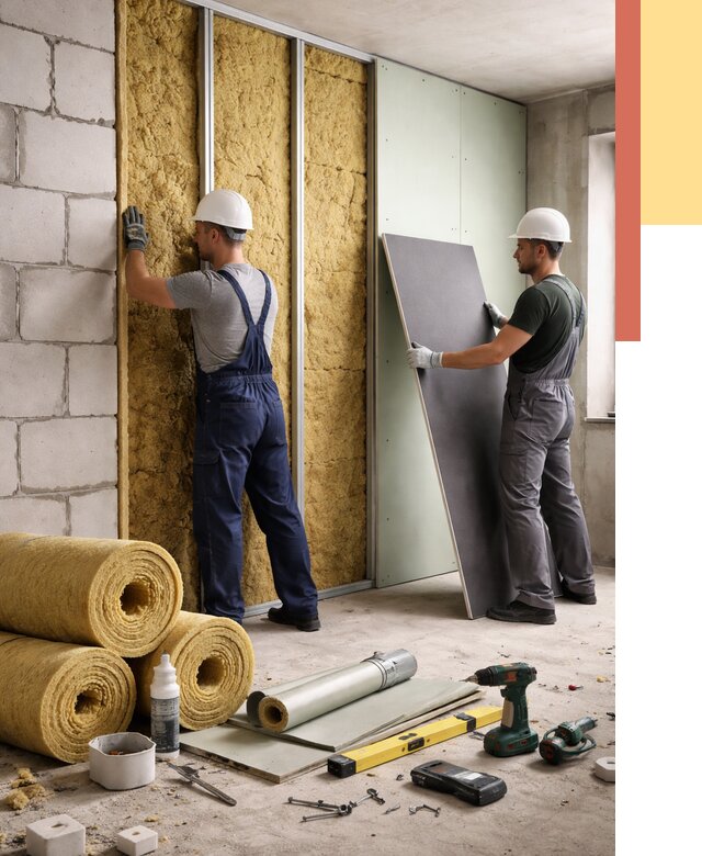 Шумоизоляция перегородок из блоков в Георгиевске от 1907 руб./м² — быстро и недорого | ОТДЕЛОЧНИК-Грг