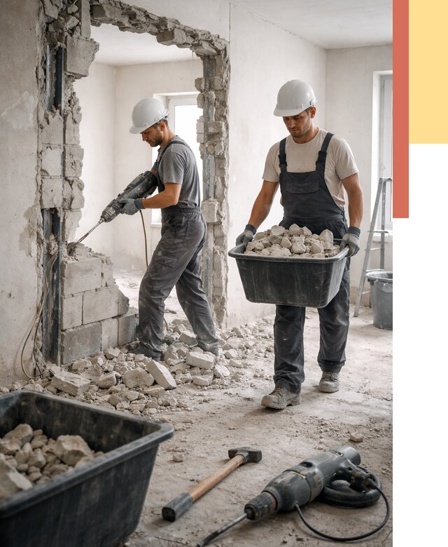 Демонтаж блоковых перегородок в Георгиевске от 3865 руб. — быстро и недорого | ОТДЕЛОЧНИК-Грг