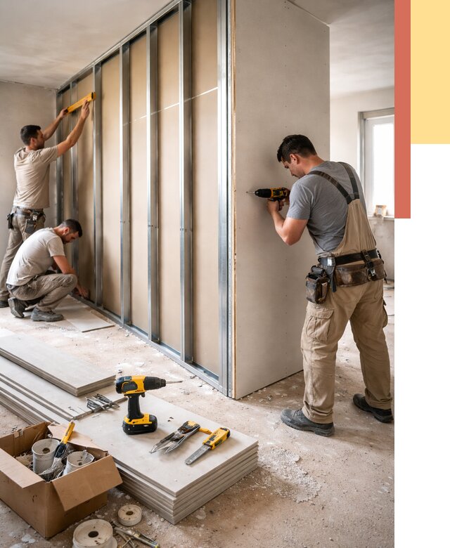 Монтаж однослойной перегородки из гипсокартона в Георгиевске от 670 руб. | ОТДЕЛОЧНИК-Грг