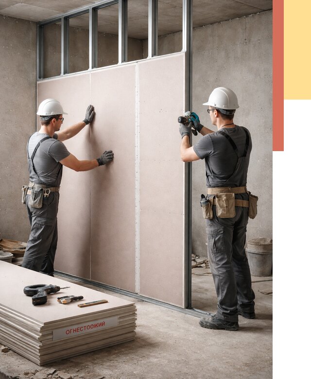 Перегородка из огнестойкого гипсокартона в Георгиевске от 1907 руб. под ключ | ОТДЕЛОЧНИК-Грг