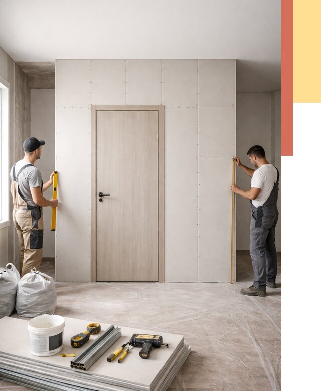 Перегородка из гипсокартона с дверью в Георгиевске от 4638 руб. под ключ | ОТДЕЛОЧНИК-Грг