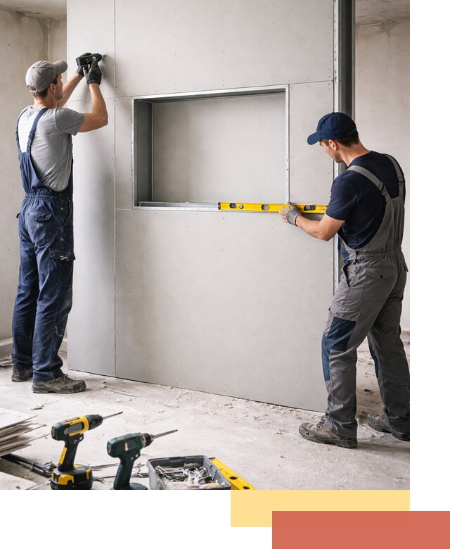 Перегородка из гипсокартона с нишей под декор в Георгиевске