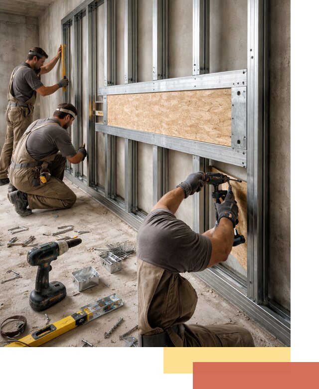 Усиленная перегородка для крепления тяжёлых конструкций в Георгиевске