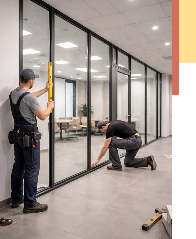 Каркасные стеклянные перегородки в Георгиевске под ключ от 9482 руб. | ОТДЕЛОЧНИК-Грг