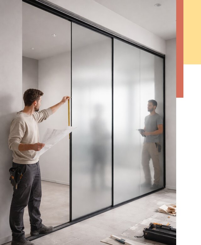 Матовые стеклянные перегородки в Георгиевске от 8761 руб. — монтаж и установка | ОТДЕЛОЧНИК-Грг