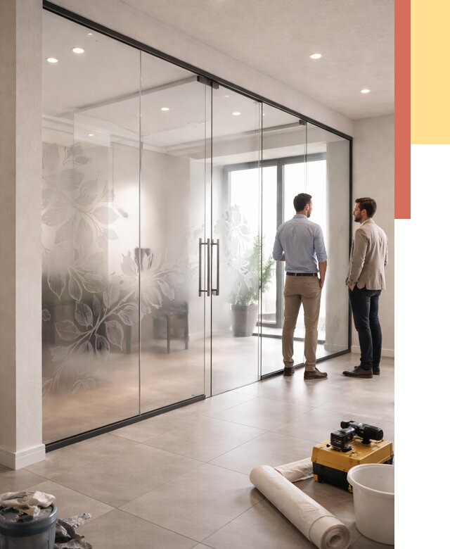 Стеклянные перегородки с рисунком в Георгиевске от 12884 руб. монтаж и нанесение | ОТДЕЛОЧНИК-Грг