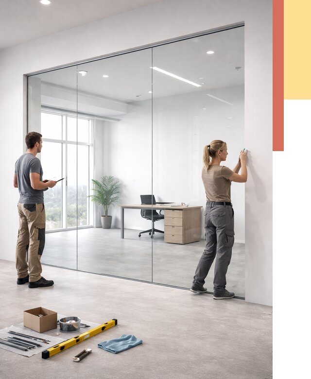 Перегородки из закаленного стекла в Георгиевске от 9792 руб. под ключ | ОТДЕЛОЧНИК-Грг