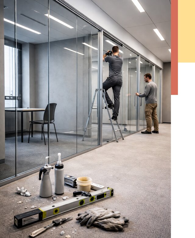 Стеклянные офисные перегородки в Георгиевске от 8761 руб. — монтаж и установка | ОТДЕЛОЧНИК-Грг