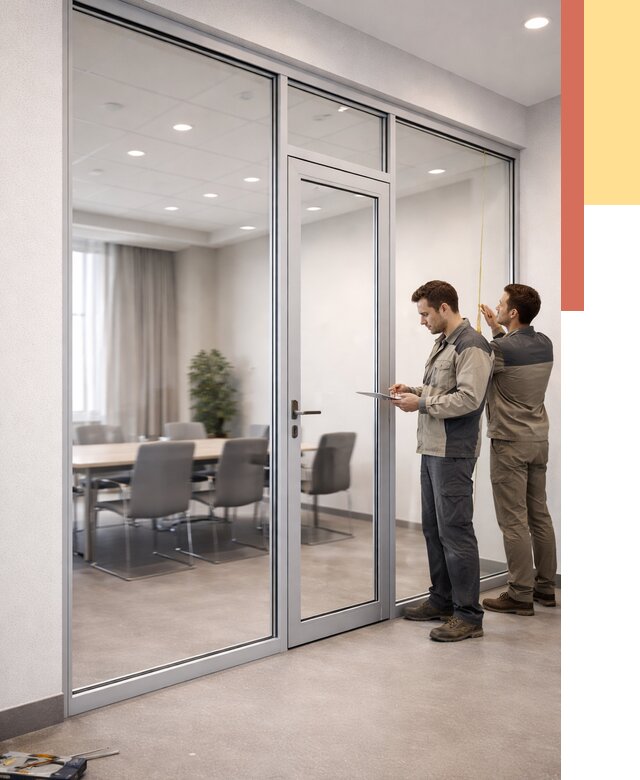 Установка и монтаж алюминиевых перегородок со стеклом в Георгиевске от 8452 руб. | ОТДЕЛОЧНИК-Грг