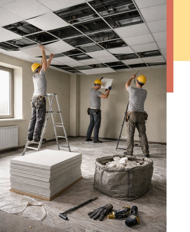 Демонтаж потолка Армстронг в Георгиевске от 4638 руб. быстро и недорого | ОТДЕЛОЧНИК-Грг