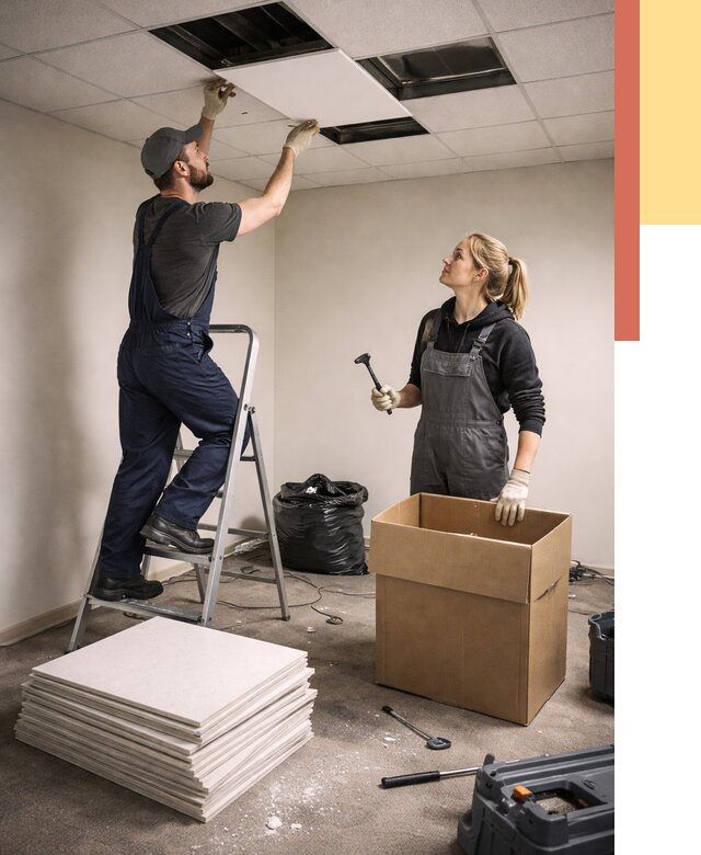 Демонтаж потолочной плитки в Георгиевске от 4638 руб. быстро и недорого | ОТДЕЛОЧНИК-Грг