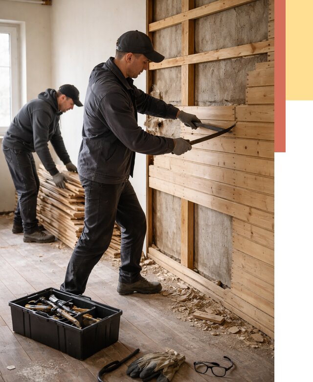 Демонтаж вагонки в Георгиевске от 3917 руб/м2 — быстро и недорого | ОТДЕЛОЧНИК-Грг