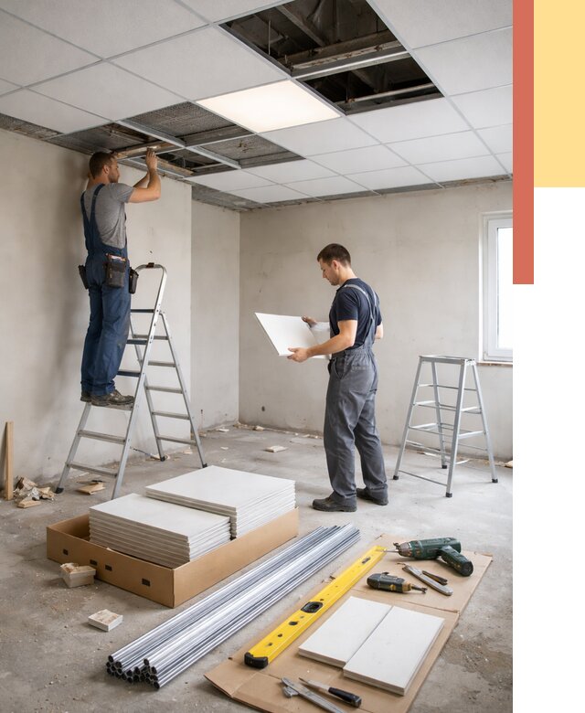 Монтаж потолка армстронг в Георгиевске от 4638 руб/м2 — быстрая установка под ключ | ОТДЕЛОЧНИК-Грг