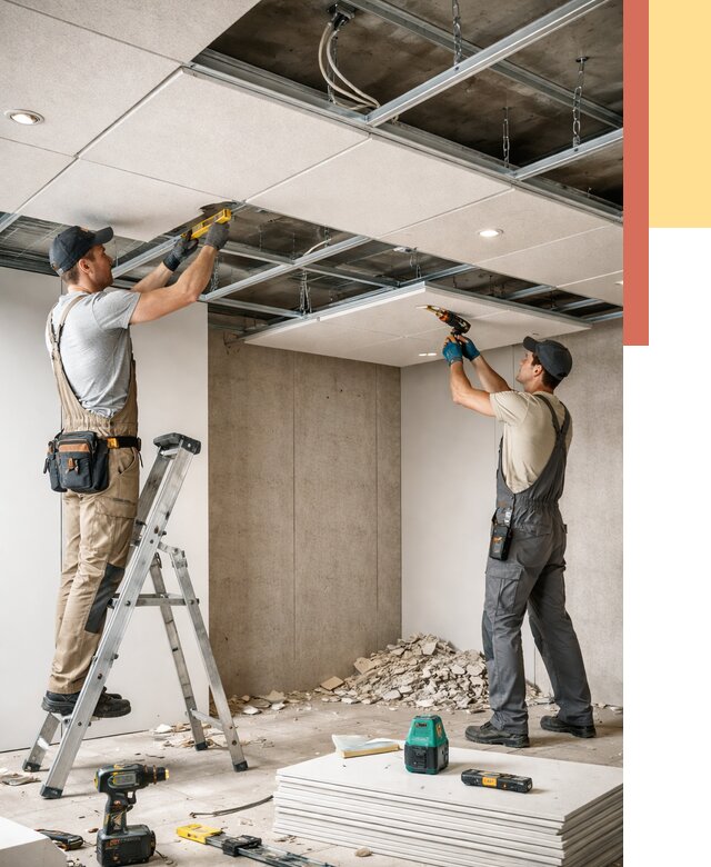 Монтаж акустического потолка в Георгиевске от 6700 руб/м2 — быстро и недорого | ОТДЕЛОЧНИК-Грг