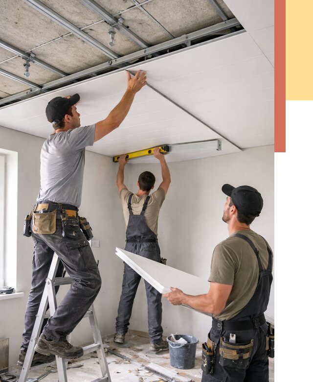 Монтаж потолка из ПВХ панелей в Георгиевске от 3607 руб./м2 — быстро и недорого | ОТДЕЛОЧНИК-Грг