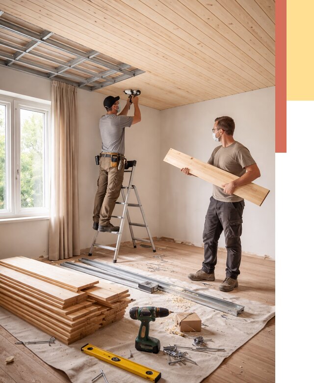 Монтаж потолка из вагонки в Георгиевске от 6700 руб. | Быстро и недорого — ОТДЕЛОЧНИК-Грг