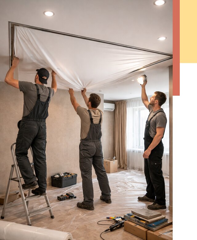 Монтаж ПВХ натяжного потолка в Георгиевске от 3607 руб. под ключ | ОТДЕЛОЧНИК-Грг