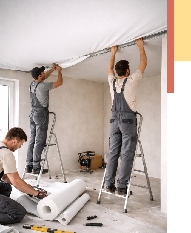 Монтаж тканевого натяжного потолка в Георгиевске от 3607 руб. под ключ | ОТДЕЛОЧНИК-Грг