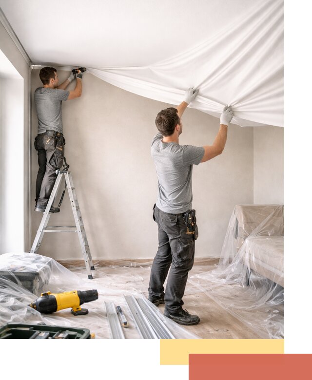 Монтаж тканевого натяжного потолка в Георгиевске недорого и быстро