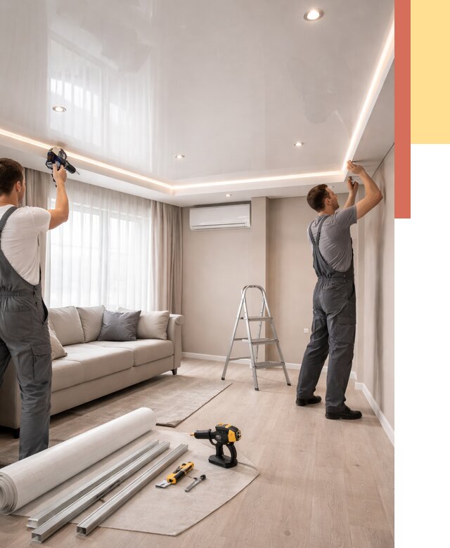 Монтаж глянцевого натяжного потолка в Георгиевске от 773 руб. под ключ | ОТДЕЛОЧНИК-Грг