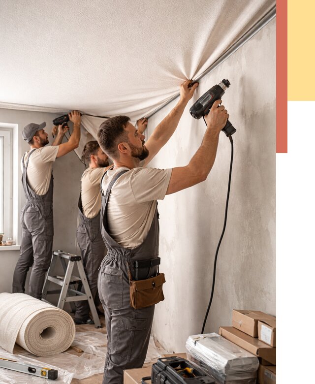 Монтаж фактурного натяжного потолка в Георгиевске от 773 руб. — ОТДЕЛОЧНИК-Грг