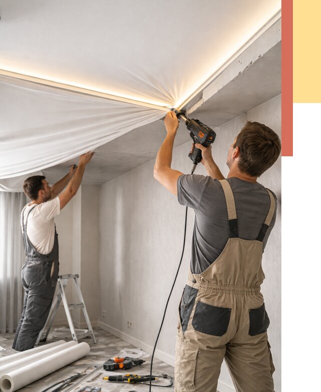 Монтаж натяжного потолка с подсветкой в Георгиевске от 979 руб. | ОТДЕЛОЧНИК-Грг