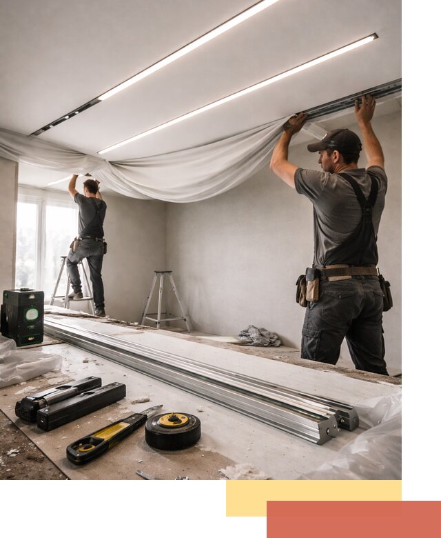 Монтаж натяжных потолков со световыми линиями в Георгиевске