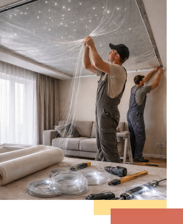 Монтаж натяжного потолка «Звездное небо» в Георгиевске