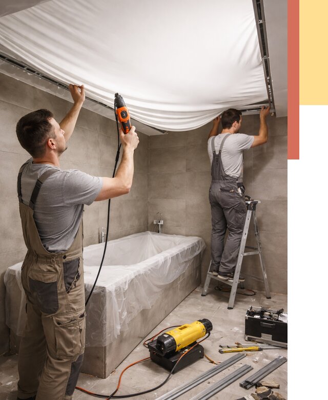 Монтаж натяжного потолка в ванной в Георгиевске от 1237 руб. под ключ | ОТДЕЛОЧНИК-Грг