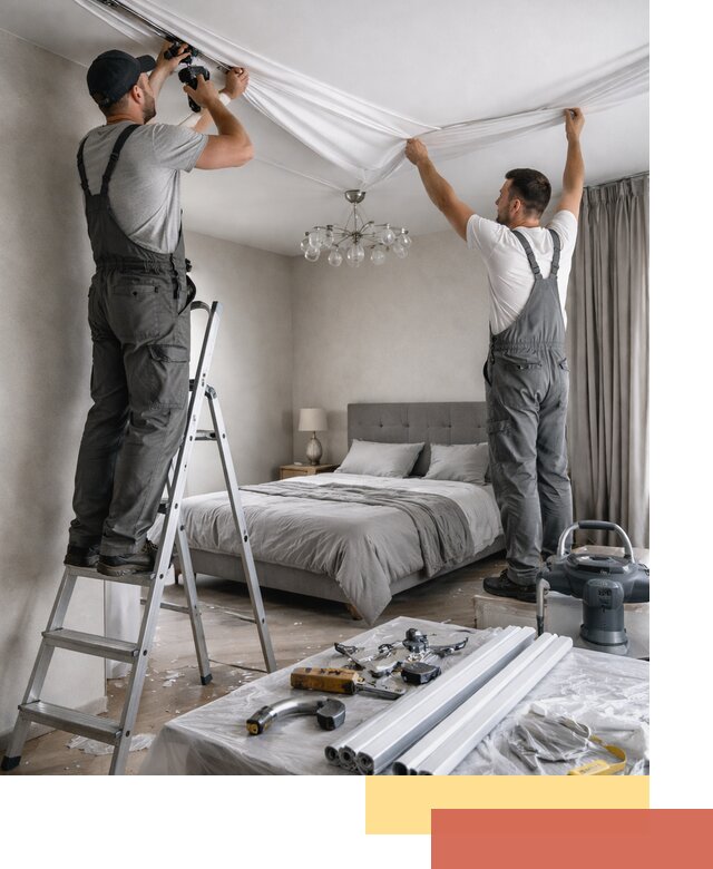 Монтаж натяжного потолка в спальне в Георгиевске