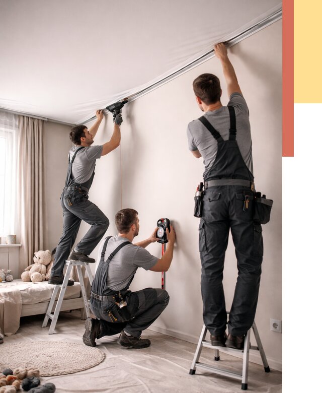 Монтаж натяжного потолка в детской в Георгиевске от 3607 руб. — быстро и недорого | ОТДЕЛОЧНИК-Грг