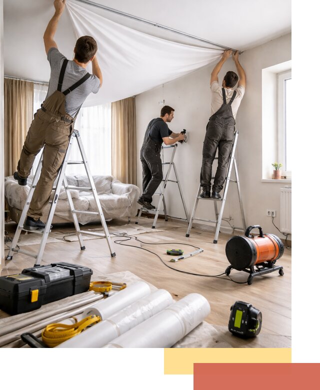 Монтаж натяжного потолка в гостиной в Георгиевске