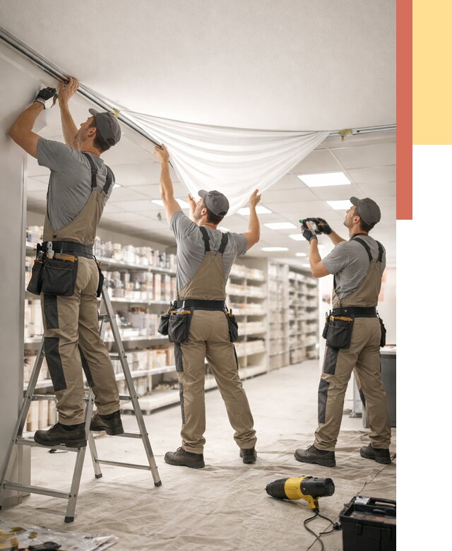 Монтаж натяжного потолка в магазине в Георгиевске от 4638 руб. быстро и недорого | ОТДЕЛОЧНИК-Грг