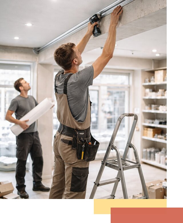 Монтаж натяжных потолков в магазине в Георгиевске