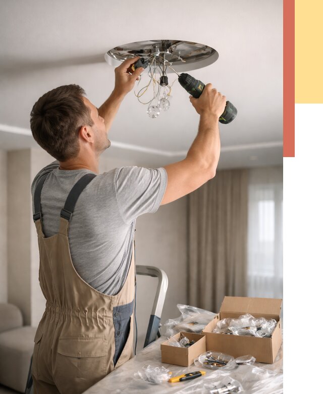 Установка люстры в натяжной потолок в Георгиевске от 1237 руб. | Быстро и недорого — ОТДЕЛОЧНИК-Грг